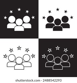 Customer experience vector icon . 1 to 5 star satisfaction rating vector icon. Rating icon. 5 star work experience symbol.  isolated on white and black  background. . EPS 10