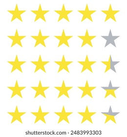 Customer experience vector icons with rating stars. Set of 4 and 5 rating stars. Icons for web and applications