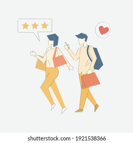experiencia del cliente, evaluación de calificaciones, comentarios de clientes, comportamiento de compra, satisfacción del cliente, estrategia de concepto de negocio, ilustración de vector.