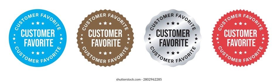 Customer Favorite Badge Collection Set with Premium Quality Labels in Gold Silver Red and Blue Colors