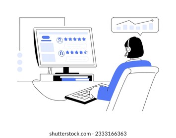 Customer feedback abstract concept vector illustration. Call center operator gives feedback to clients, customer service department, marketing strategy, reputation rate abstract metaphor.