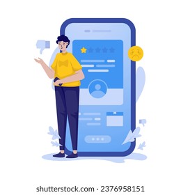 Customer feedback with bad review by giving 1 star rating vector illustration