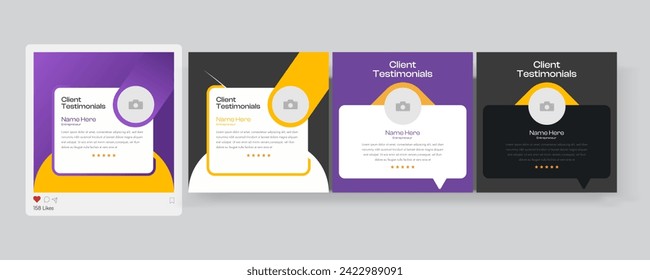 Comentarios de los clientes o revisión de clientes plantilla de publicación de medios sociales, paquete testimonial de comentarios de los clientes