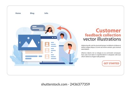 Customer Feedback Collection. An illustrative representation of customer insights being integrated into business strategy for enhanced user satisfaction and brand growth. Flat vector illustration.