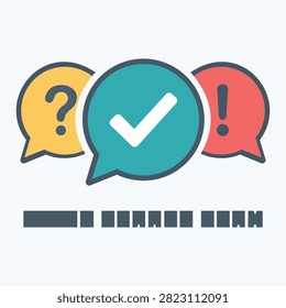 Customer feedback communication concept featuring approval question and warning speech bubbles representing support satisfaction evaluation service and online interaction vector illustration.