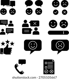 Conjunto de Ícones de Comentários e Comunicação do Cliente