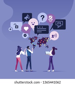 Customer feedback concept. business team talk with feedback Speech Bubble