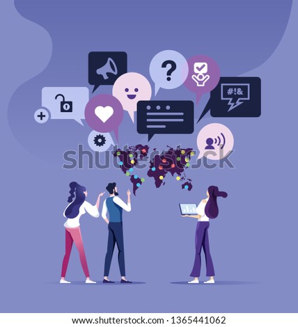 Customer feedback concept. business team talk with feedback Speech Bubble