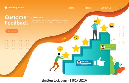 Customer Feedback concept design, people give vote review results. Suitable for web landing page, ui, mobile app, banner template. Vector Illustration 