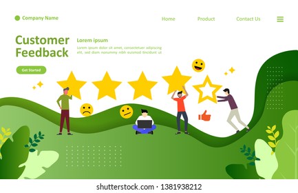 Diseño de concepto de votos de los clientes, la gente da resultados de revisión de votos. Apto para página de inicio web, ui, aplicación móvil, plantilla de banner. Ilustración vectorial