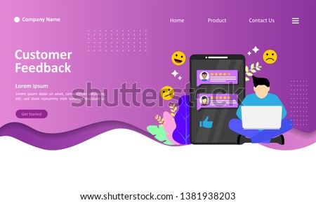 Customer Feedback concept design, people give vote review results. Suitable for web landing page, ui, mobile app, banner template. Vector Illustration 