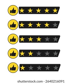 Customer feedback concept. Product rating star vector. Five stars quality rating icon. Vector isolated  illustration
