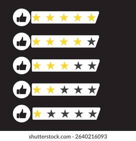 Customer feedback concept. Product rating star vector. Five stars quality rating icon. Vector isolated  illustration