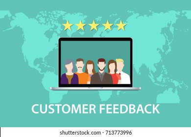 customer feedback concept with star rating and laptop