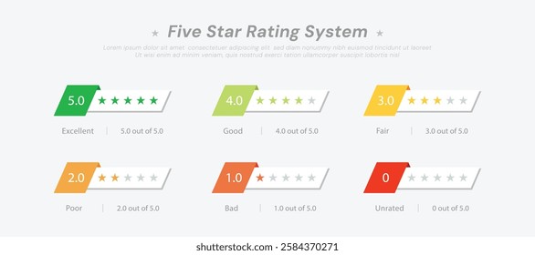 Customer feedback concept. Vector 5 stars rating review. Quality shape design. Star icon.