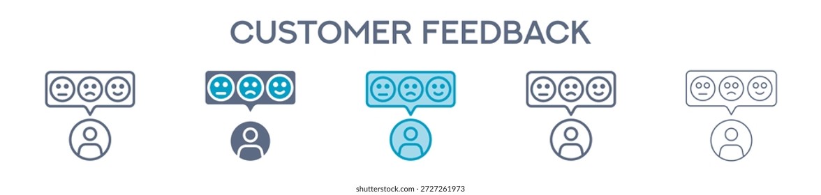 Elemento De Comentarios Cliente Para Diseño Gráfico - Estilos Múltiples. Ilustración vectorial De Dos Colores Y Negro. Los Diseños Múltiples De Los Iconos Se Pueden Utilizar Para El Móvil, Ui, Web