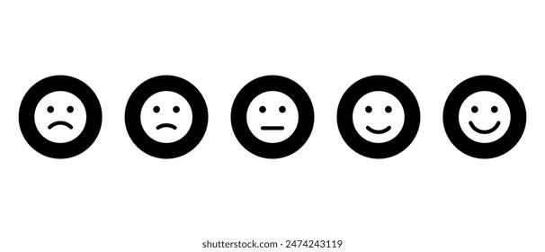 Customer feedback emoji icon on black circle