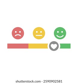 Customer feedback with emoji scale. Good and bad rating and ranking vector icon graph.