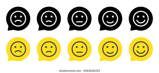 Customer feedback emoticon icon on speech bubbles