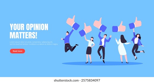 Customer feedback, employee or client satisfaction rating review with good or bad symbols - thumb up and down business concept vector illustration. Positive and negative feedback and evaluation