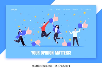 Customer feedback, employee or client satisfaction rating review with good or bad symbols - thumb up and down business concept vector illustration. Positive and negative feedback and evaluation
