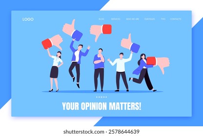 Customer feedback, employee or client satisfaction rating review with good or bad symbols - thumb up and down business concept vector illustration. Positive and negative feedback and evaluation
