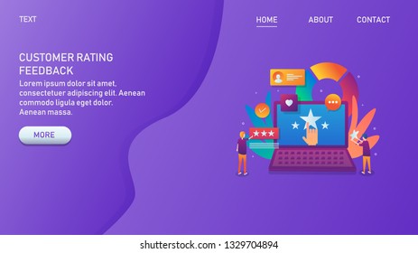 Customer feedback, experience sharing, Online review and rating by customer, gradient style vector banner