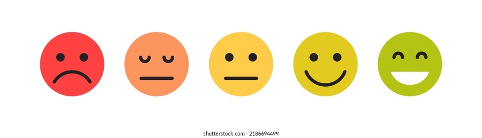 Customer feedback facial expressions and simple expressions different cartoon smile flat vector illustration.