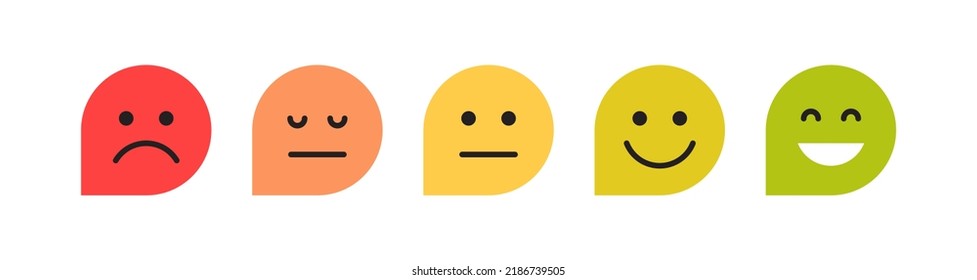 Customer feedback facial expressions and simple expressions different cartoon smile flat vector illustration.