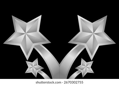 Kundenfeedback 5 Sterne Bewertung. leicht zu ändern. silberne Sterne einzeln auf schwarzem Hintergrund. Symbol, Vektorgrafik.