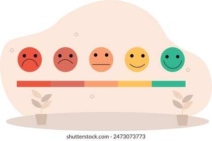 Customer feedback giving rating based on experience or quality from product and service, survey, opinion and review to evaluate result, man trying to push customer feedback bar to be excellent smile	