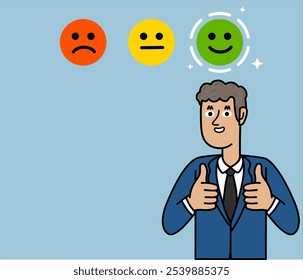 Customer feedback giving a rating based on experience or quality of review, product satisfaction rating, business illustration