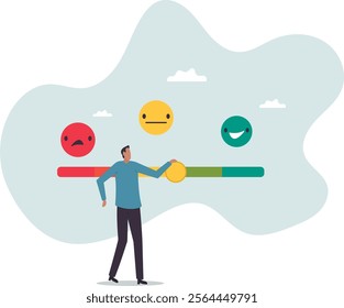 Customer feedback giving rating based on experience or quality from product and service, survey, opinion and review to evaluate result,business concept.flat character.