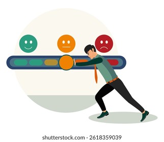 Customer feedback giving rating based on experience or quality from product and service, survey, opinion and review to evaluate result. Flat vector modern illustration 