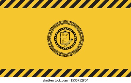 customer feedback icon black grunge emblem, yellow warning sign. Vector Illustration. Detailed.