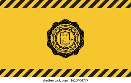 customer feedback icon black grunge emblem with yellow background. Vector Illustration. Detailed.