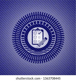 customer feedback icon with denim texture