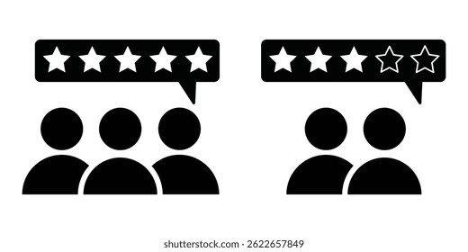 Customer feedback icon with five star satisfaction rating. Customer experience icon .