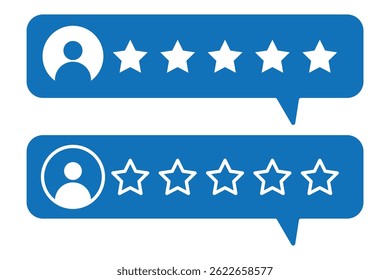 Customer feedback icon with five star satisfaction rating.