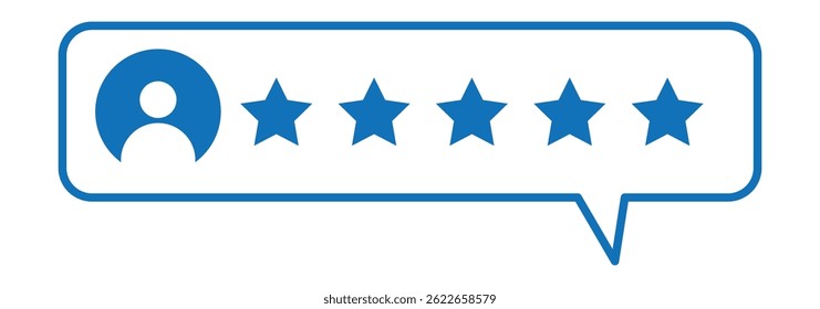 Customer feedback icon with five star satisfaction rating.