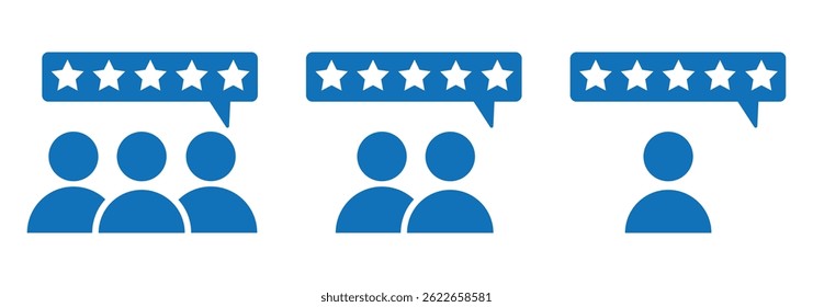 Customer feedback icon with five star satisfaction rating.