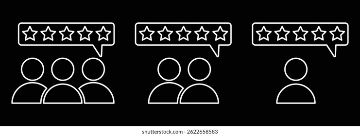 Customer feedback icon with five star satisfaction rating.