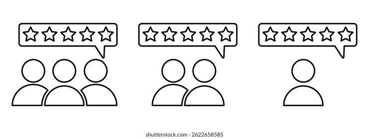 Customer feedback icon with five star satisfaction rating.