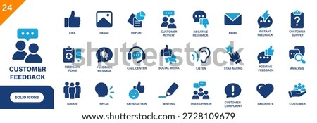 Customer feedback icon. Including satisfaction, star rating, positive feedback, user opinion, listen. Solid vector icons collection.