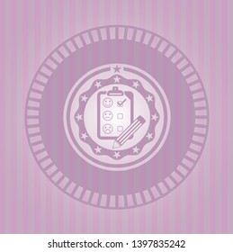 customer feedback icon inside badge with pink background
