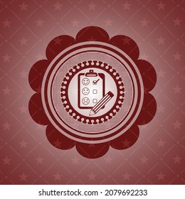 icono de comentarios del cliente dentro de la placa con fondo rojo. 