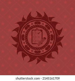 customer feedback icon inside badge with red background. 