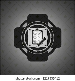 customer feedback icon inside black emblem