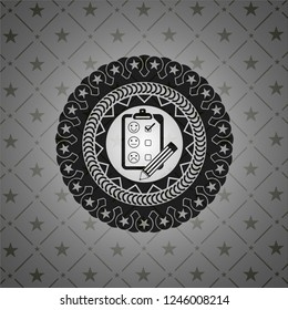 customer feedback icon inside black emblem