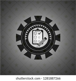 customer feedback icon inside black emblem. Vintage.